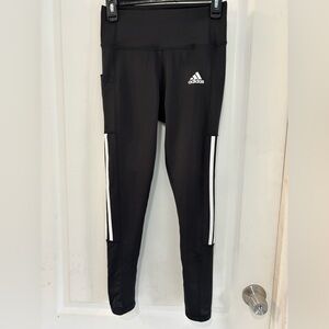 Adidas Women's Black Leggings with White Stripes Size Small